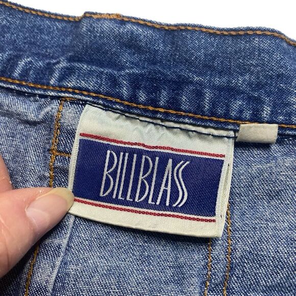 Vintage Bill Blass Button Front Denim Mini Skirt Blue Sz 12 - Picture 10 of 13